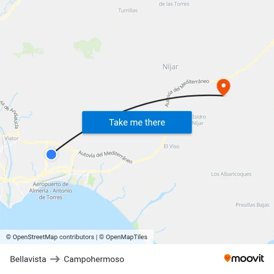 Bellavista to Campohermoso map