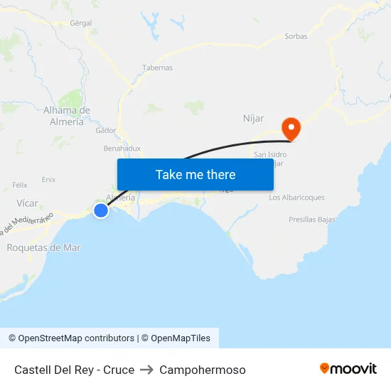 Castell Del Rey - Cruce to Campohermoso map