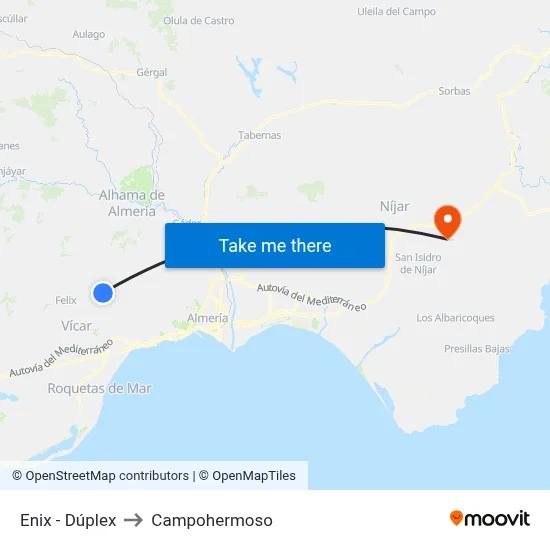 Enix - Dúplex to Campohermoso map