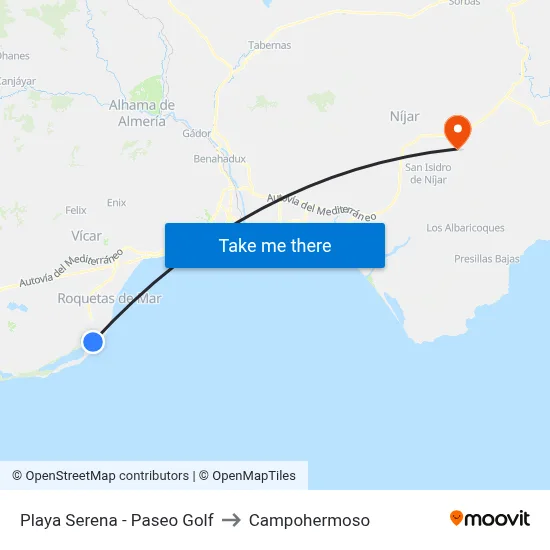 Playa Serena - Paseo Golf to Campohermoso map