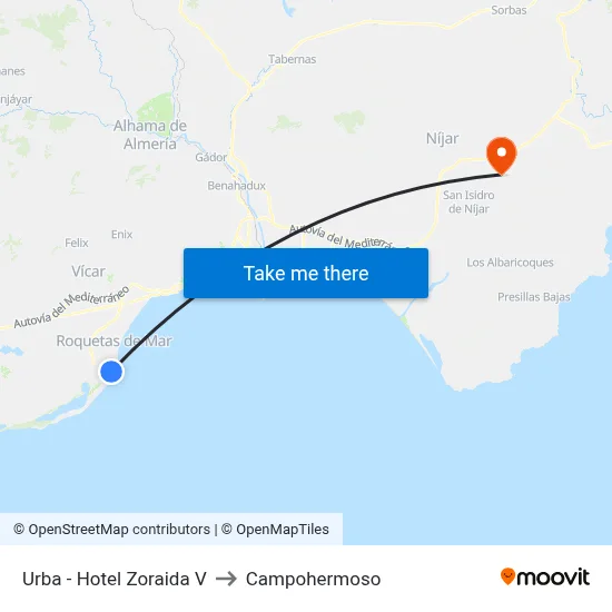 Urba - Hotel Zoraida V to Campohermoso map