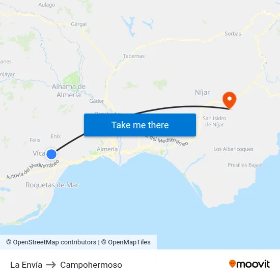 La Envía to Campohermoso map