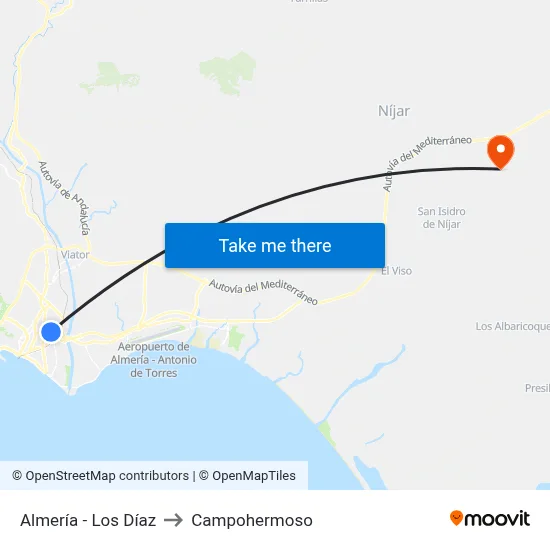 Almería - Los Díaz to Campohermoso map