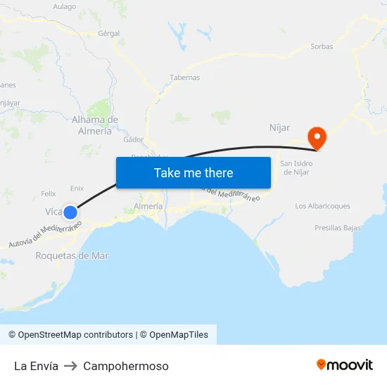 La Envía to Campohermoso map