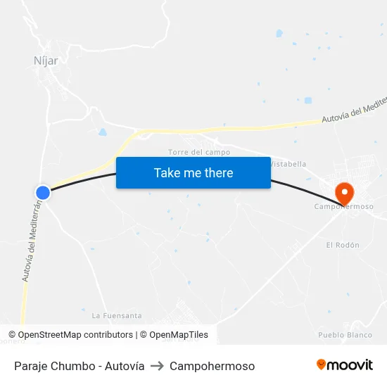 Paraje Chumbo - Autovía to Campohermoso map