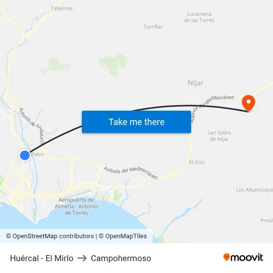 Huércal - El Mirlo to Campohermoso map