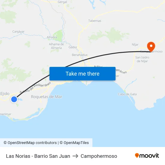 Las Norias - Barrio San Juan to Campohermoso map