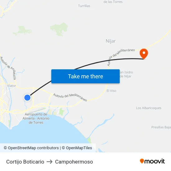 Cortijo Boticario to Campohermoso map