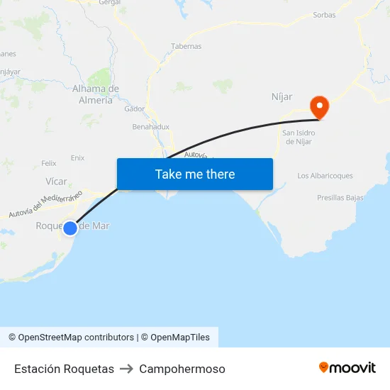 Estación Roquetas to Campohermoso map