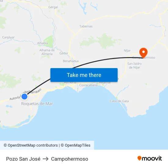 Pozo San José to Campohermoso map
