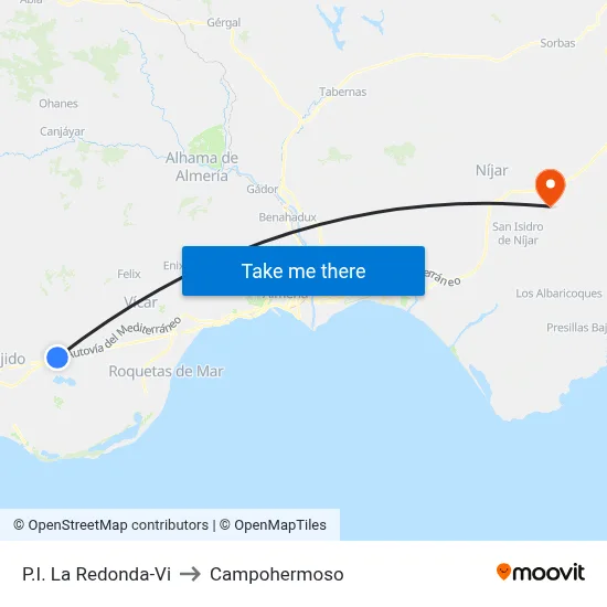 P.I. La Redonda-Vi to Campohermoso map