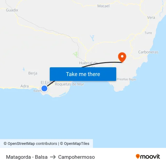 Matagorda - Balsa to Campohermoso map