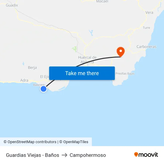 Guardias Viejas - Baños to Campohermoso map
