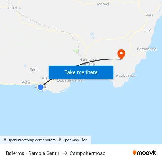 Balerma - Rambla Sentir to Campohermoso map