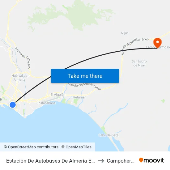 Estación De Autobuses De Almeria E. Intermodal to Campohermoso map