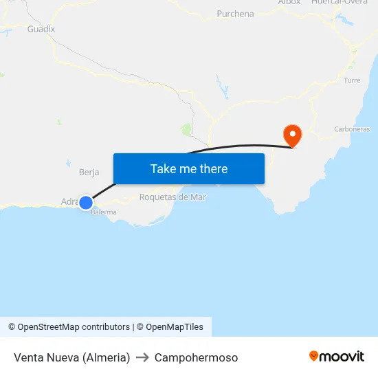 Venta Nueva (Almeria) to Campohermoso map