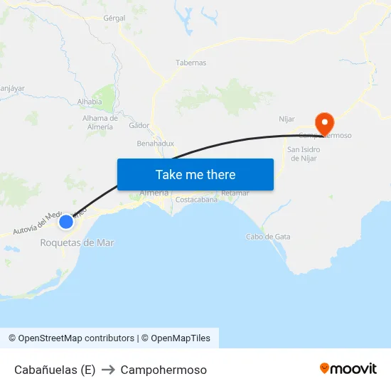 Cabañuelas (E) to Campohermoso map