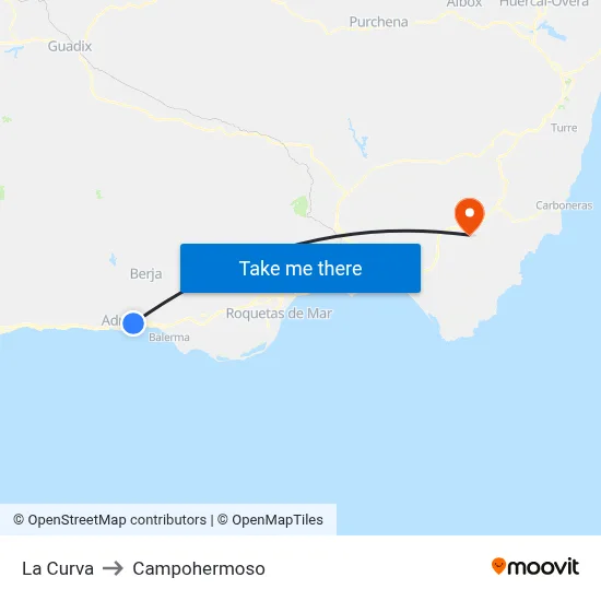 La Curva to Campohermoso map