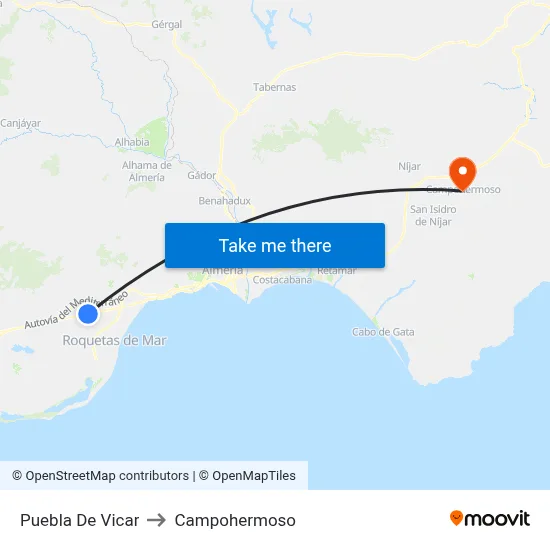 Puebla De Vicar to Campohermoso map