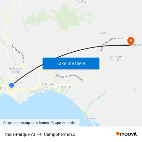Italia-Parque-Al to Campohermoso map