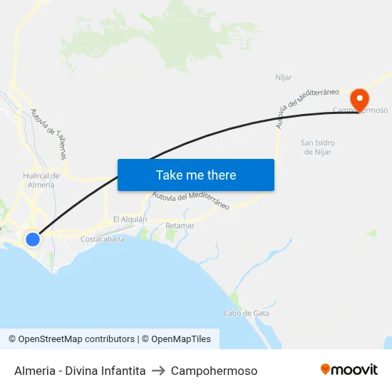 Almeria - Divina Infantita to Campohermoso map