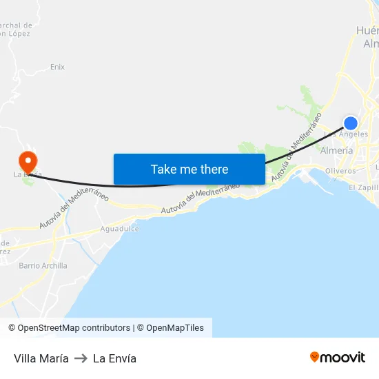 Villa María to La Envía map