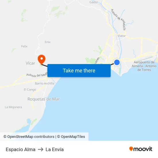 Espacio Alma to La Envía map