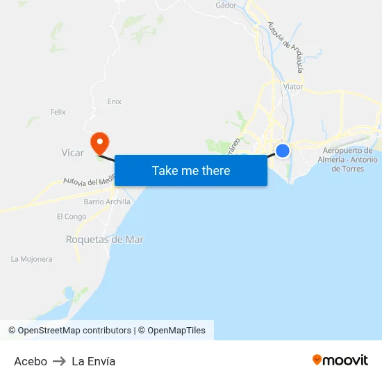 Acebo to La Envía map