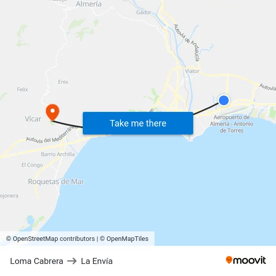 Loma Cabrera to La Envía map