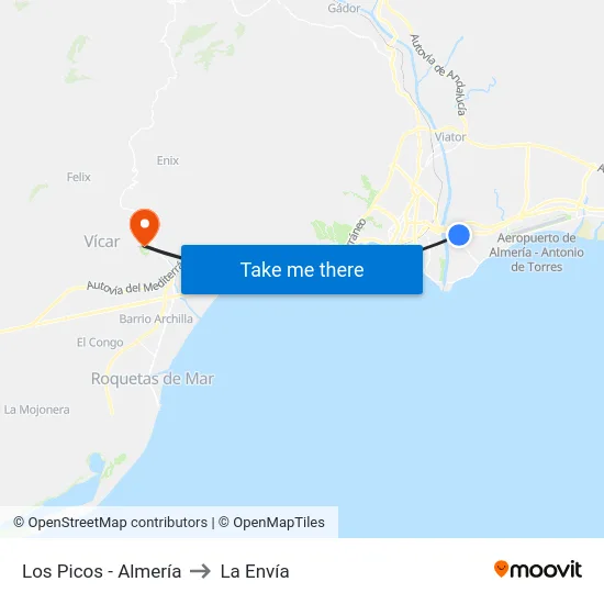 Los Picos - Almería to La Envía map