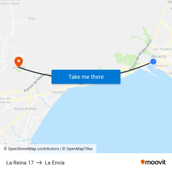 La Reina 17 to La Envía map