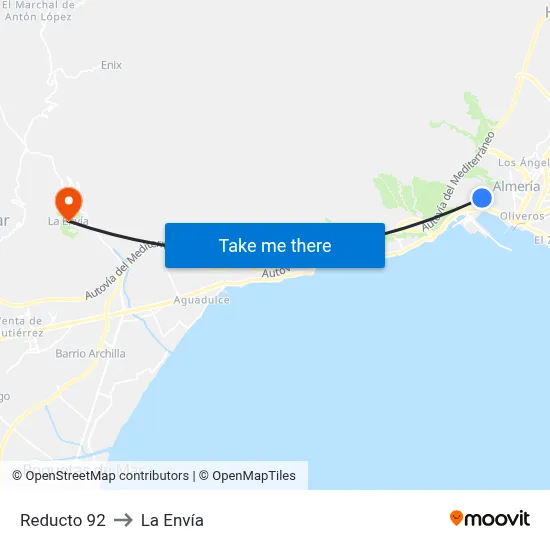 Reducto 92 to La Envía map