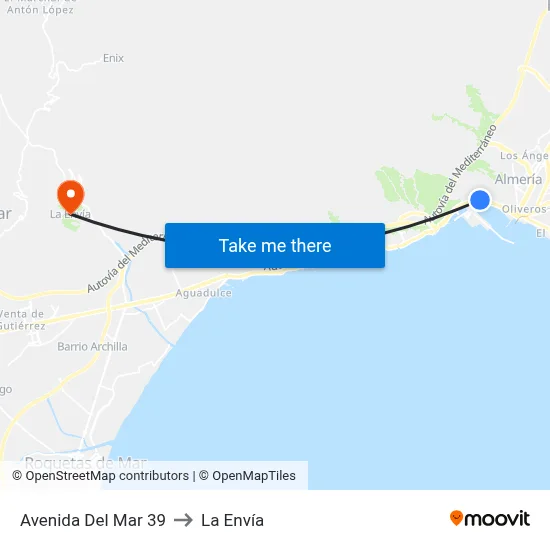 Avenida Del Mar 39 to La Envía map