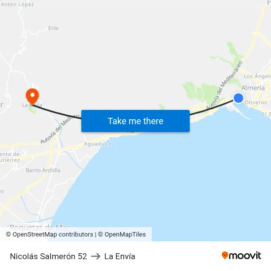 Nicolás Salmerón 52 to La Envía map