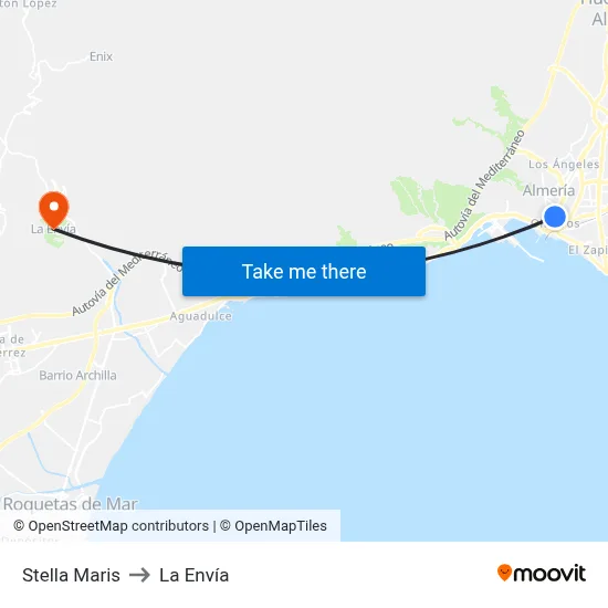 Stella Maris to La Envía map
