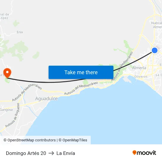 Domingo Artés 20 to La Envía map