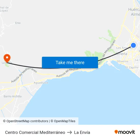 Centro Comercial Mediterráneo to La Envía map