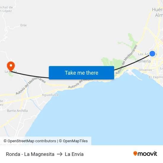 Ronda - La Magnesita to La Envía map