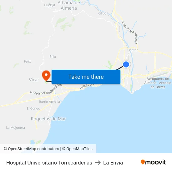 Hospital Universitario Torrecárdenas to La Envía map