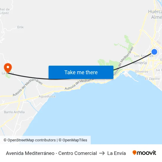 Avenida Mediterráneo - Centro Comercial to La Envía map