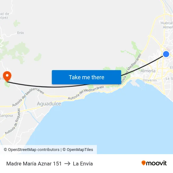 Madre María Aznar 151 to La Envía map