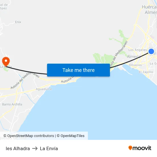 Ies Alhadra to La Envía map