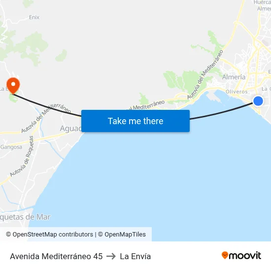 Avenida Mediterráneo 45 to La Envía map