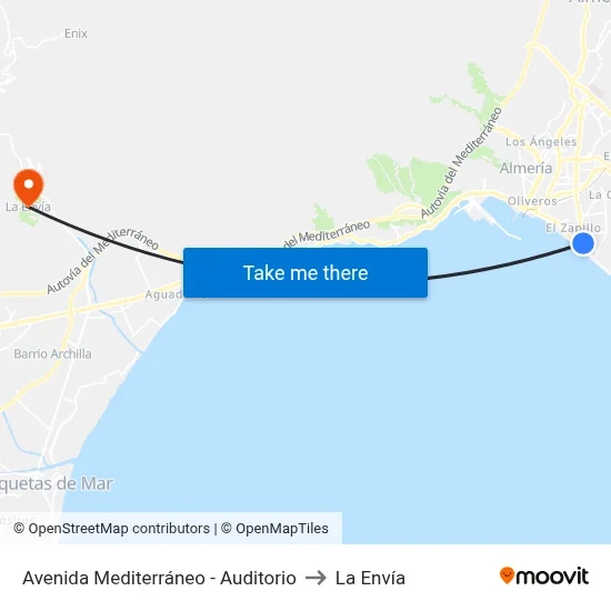 Avenida Mediterráneo - Auditorio to La Envía map