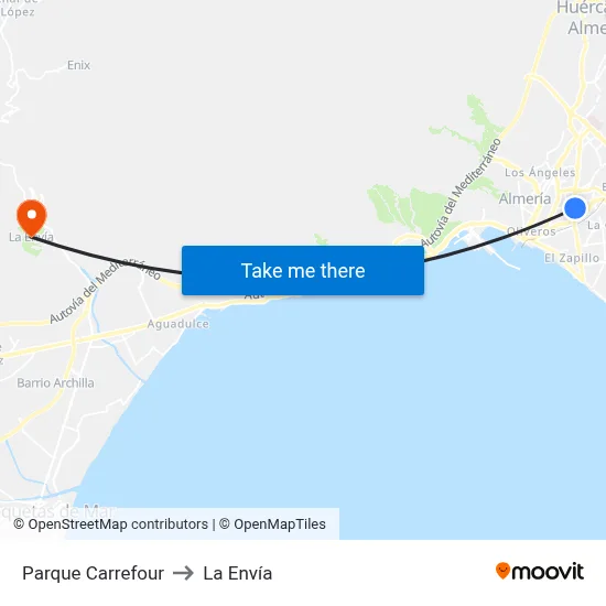 Parque Carrefour to La Envía map