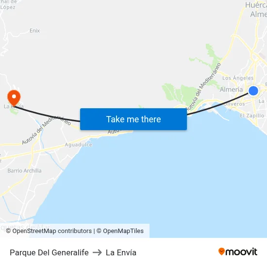 Parque Del Generalife to La Envía map