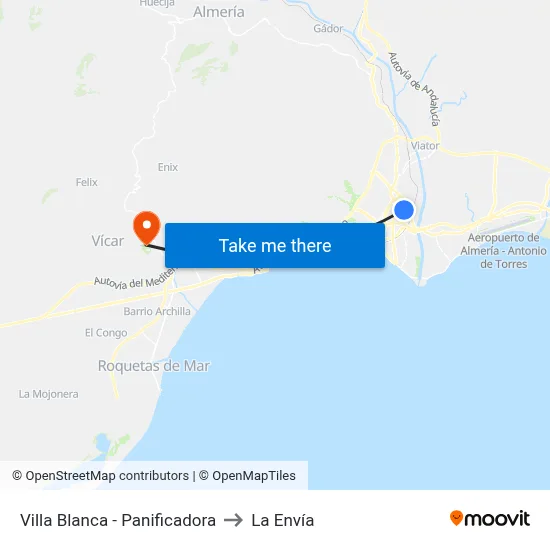 Villa Blanca - Panificadora to La Envía map