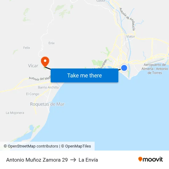 Antonio Muñoz Zamora 29 to La Envía map