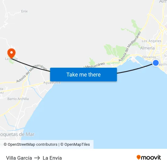Villa García to La Envía map