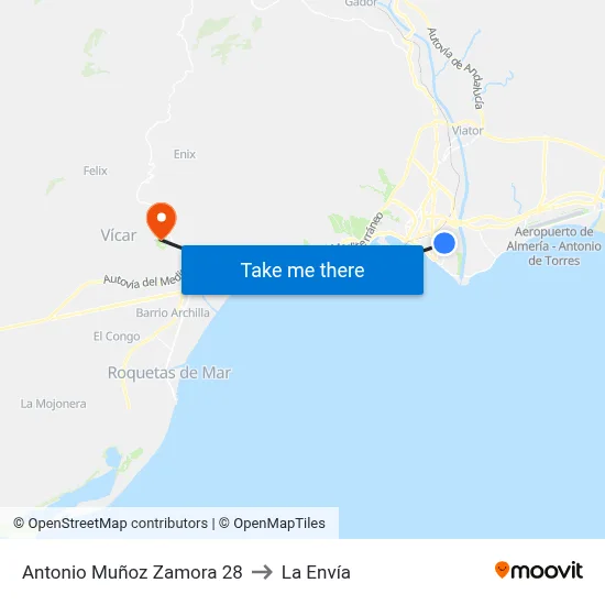 Antonio Muñoz Zamora 28 to La Envía map